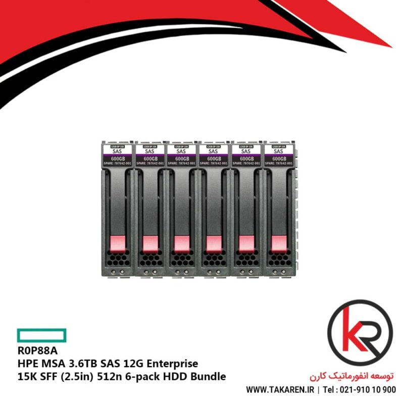 HPE MSA 3.6TB SAS 12G Enterprise 15K SFF (2.5in) 512n 6-pack HDD Bundle | R0P88A